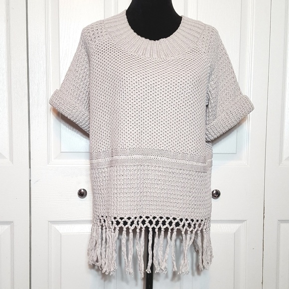 Current Elliott Light Grey Fringe Bottom Sweater - Picture 2 of 8
